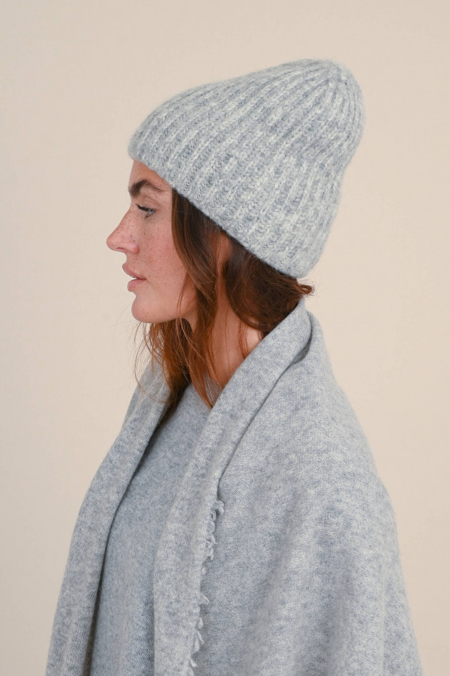 1868 Cashmere Beanie in Grau meliert