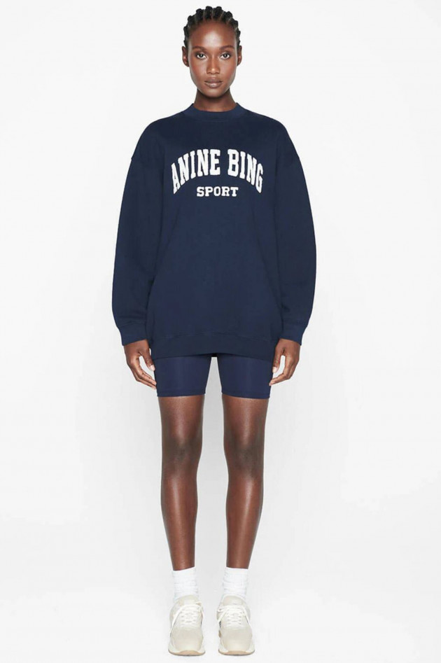 Anine Bing Sweater TYLER mit Frottee-Lettering in Navy