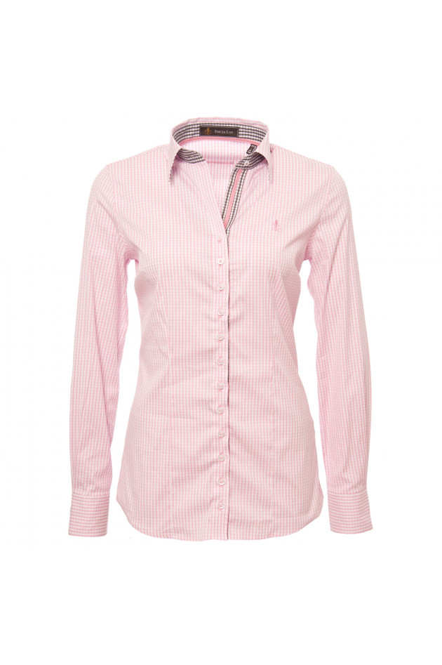 Fior da Liso Bluse in Rosa/Weiß kariert