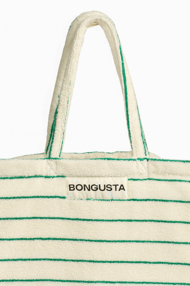 Bongusta Gestreifter Shopper NARAM in Creme/Grün