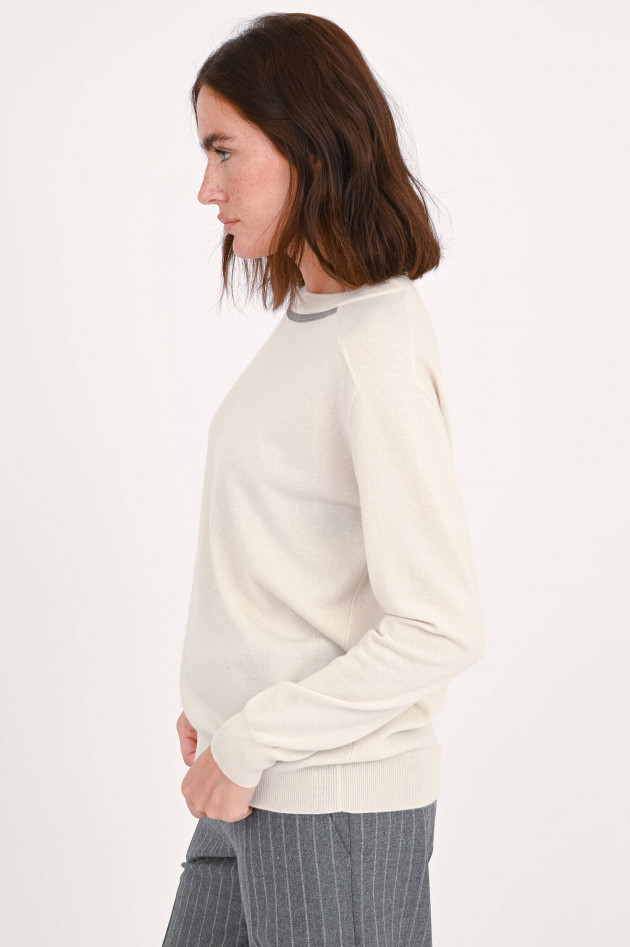 Brunello Cucinelli Cashmerepullover mit Molini-Detail in Creme