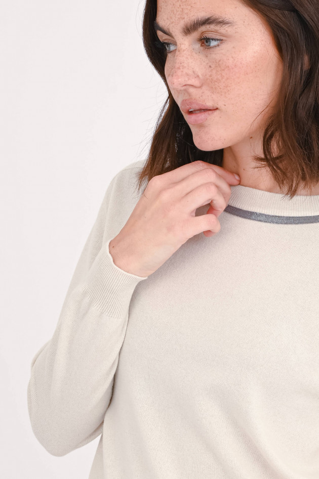 Brunello Cucinelli Cashmerepullover mit Molini-Detail in Creme