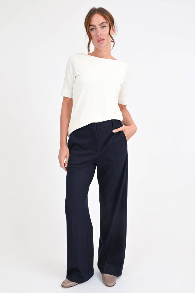 Circolo 1901 Weite Hose aus Woll-Cashmere-Mix in Navy