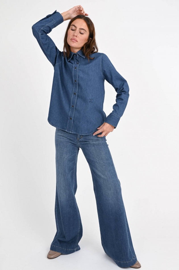 Closed Oversize-Denim-Bluse in Mittelblau