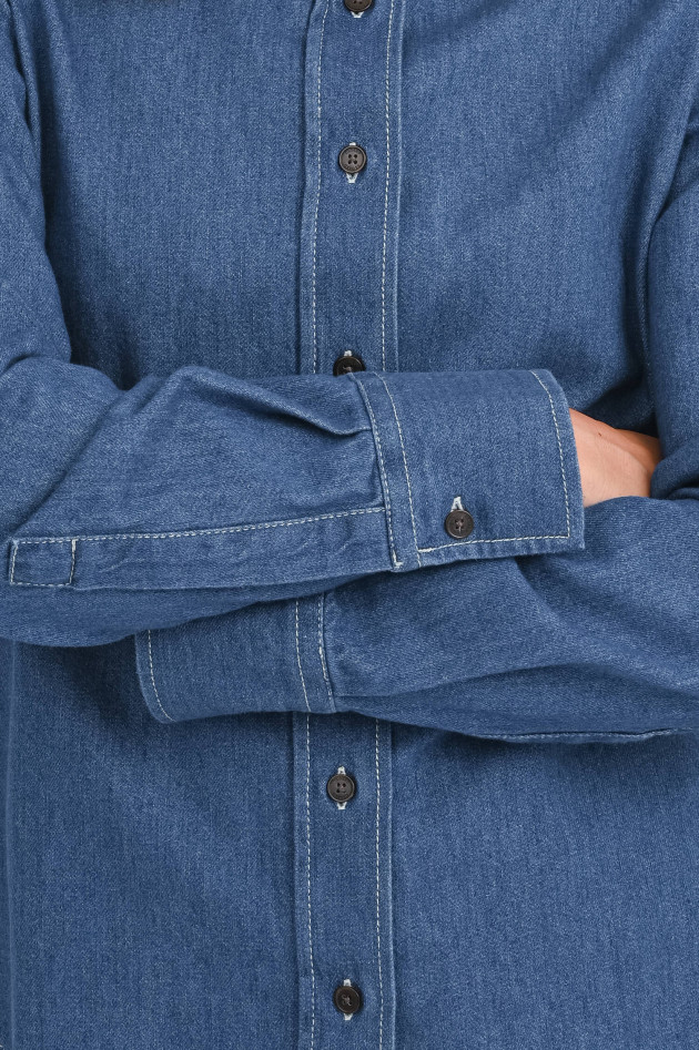 Closed Oversize-Denim-Bluse in Mittelblau