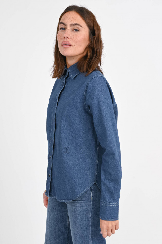 Closed Oversize-Denim-Bluse in Mittelblau