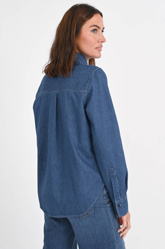 Closed Oversize-Denim-Bluse in Mittelblau