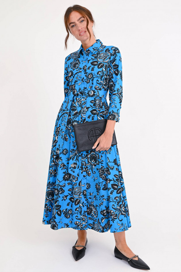 Diane von Fürstenberg Midi-Blusenkleid BLAINE in Blau/Schwarz