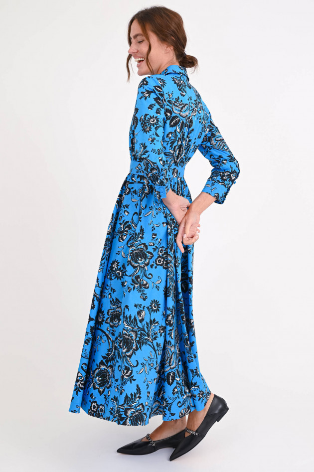 Diane von Fürstenberg Midi-Blusenkleid BLAINE in Blau/Schwarz