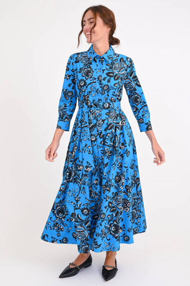 Diane von Fürstenberg Midi-Blusenkleid BLAINE in Blau/Schwarz