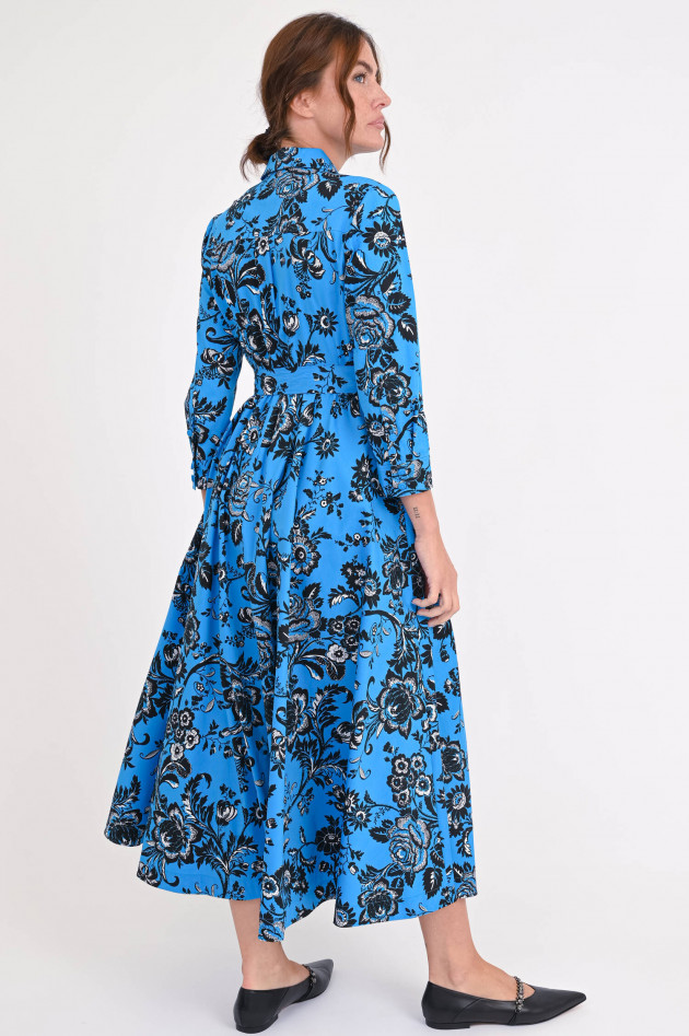 Diane von Fürstenberg Midi-Blusenkleid BLAINE in Blau/Schwarz