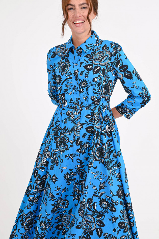 Diane von Fürstenberg Midi-Blusenkleid BLAINE in Blau/Schwarz