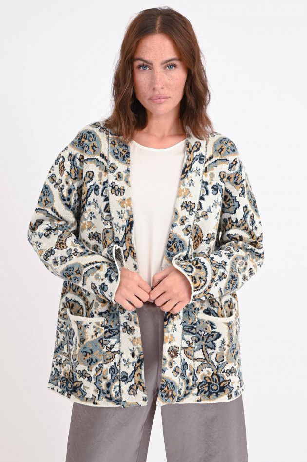 Etro Cardigan mit Paisley-Muster in Creme/Multicolor