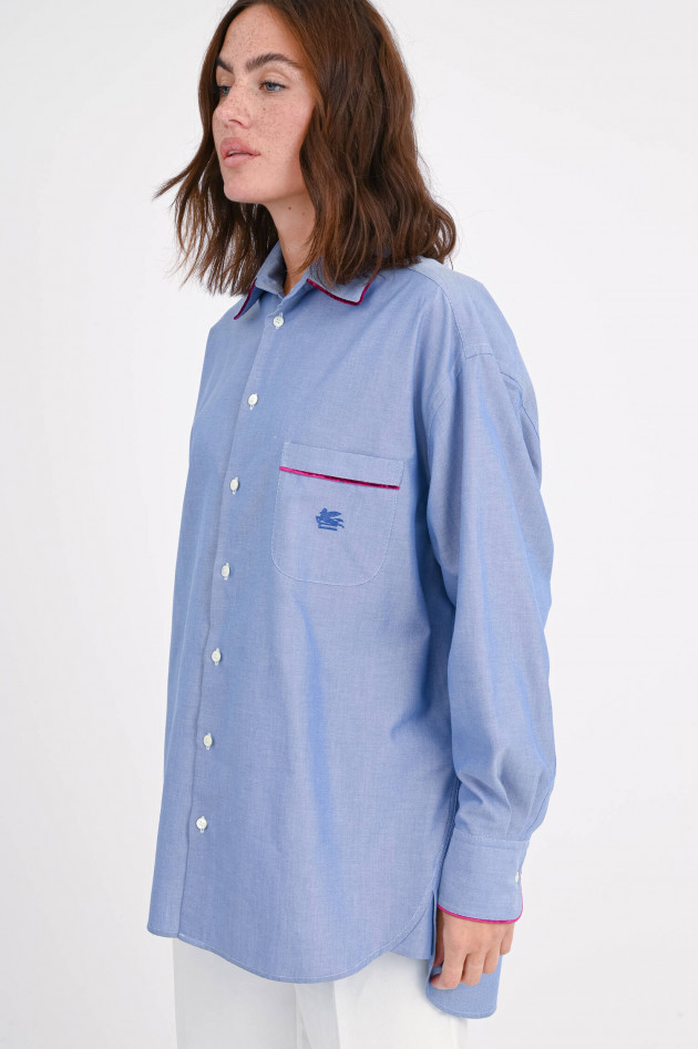 Etro Oversize-Bluse mit Samtdetails in Blau