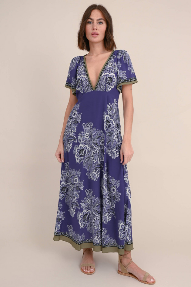 Etro Seidenkleid mit floralem Print in Indigo