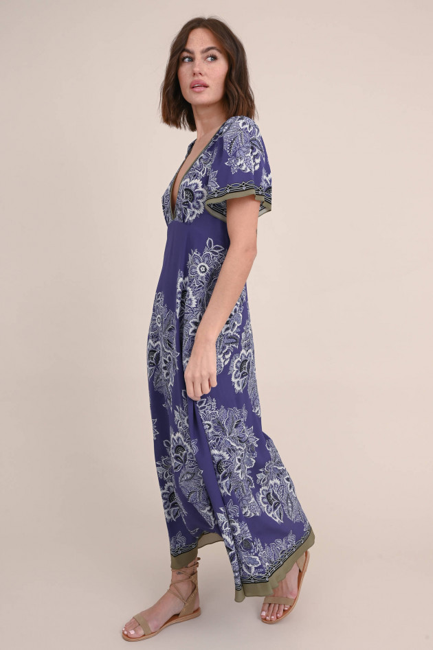 Etro Seidenkleid mit floralem Print in Indigo