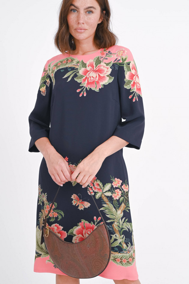 Etro Kleid mit floralem Print in Navy/Multicolor