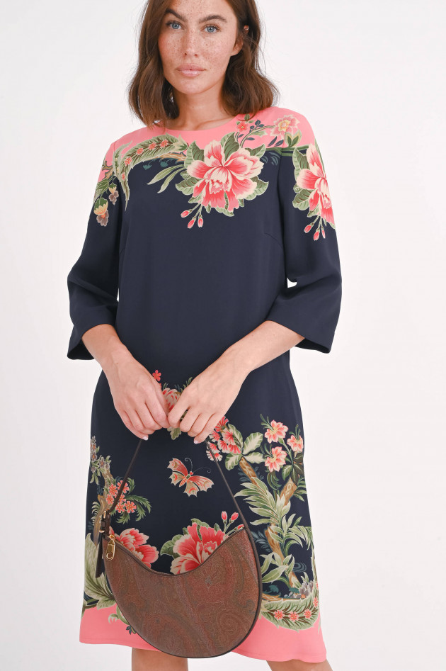 Etro Kleid mit floralem Print in Navy/Multicolor