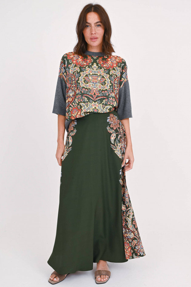 Etro Maxi-Seidenrock mit Print in Grün/Multicolor