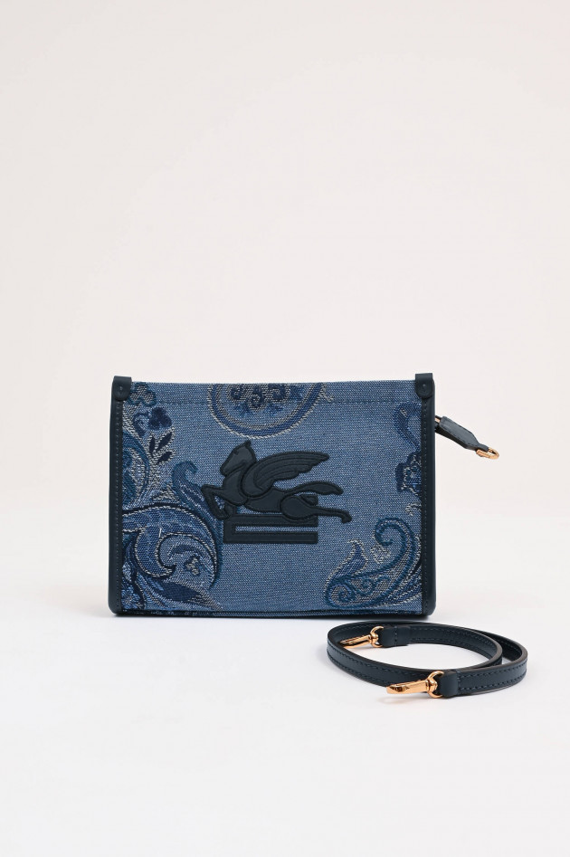 Etro Clutch aus Jacquard-Denim in Blau