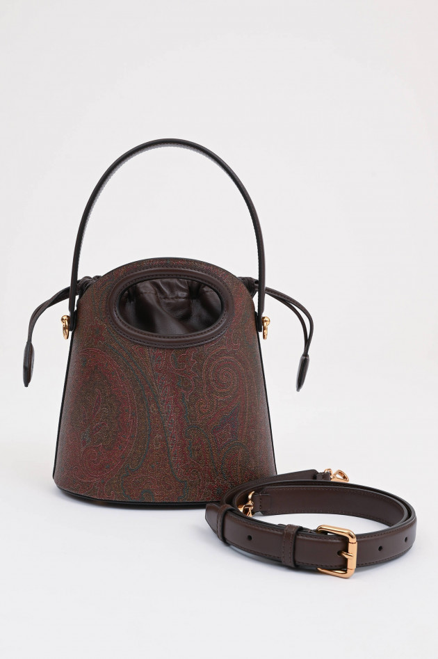 Etro Bucket Bag mit Paisley Print in Braun