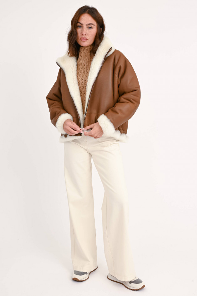 Furry Wendejacke NIKI in Creme/Braun