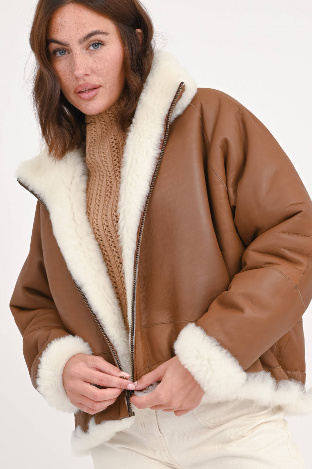 Furry Wendejacke NIKI in Creme/Braun