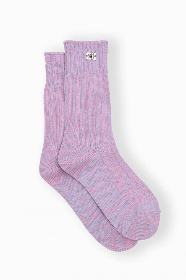 Ganni Socken aus Woll-Cashmere-Mix in Lilac