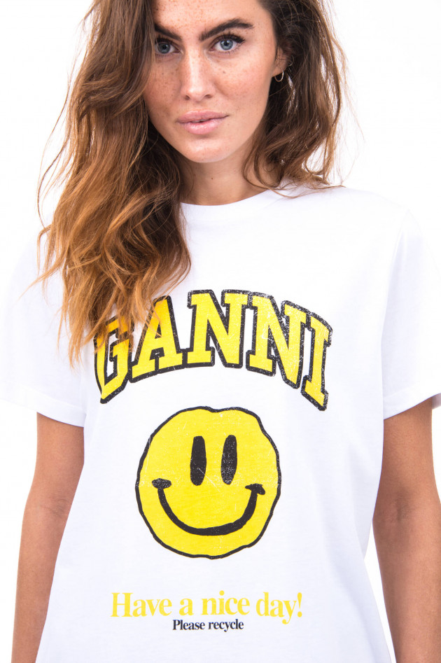 Ganni T-Shirt HAVE A NICE DAY.. in Weiß