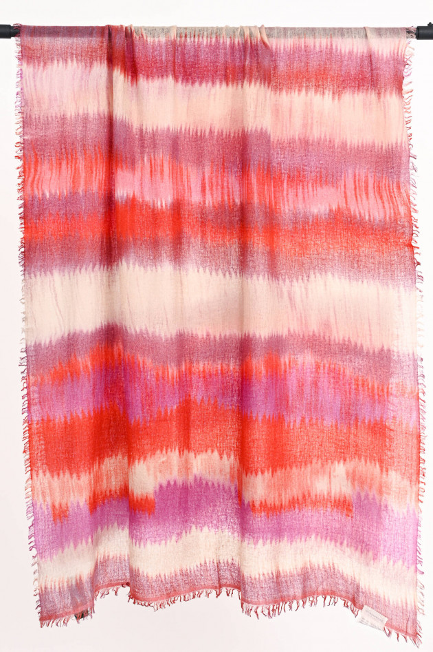 Hemisphere Schal FRIPE aus Wolle in Rot/Pink/Beige