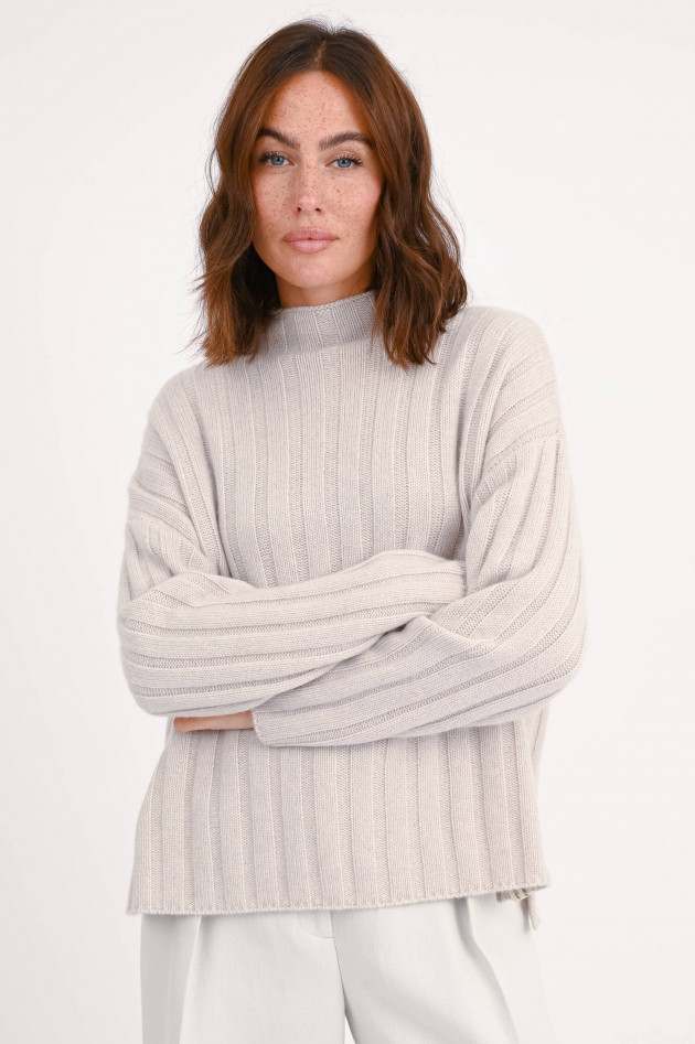 Henry Christ Cashmere-Pullover mit Stehkragen in Natur