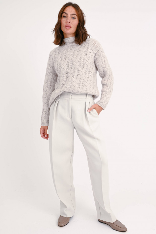 Henry Christ Cashmere Pullover mit Zopfmuster in Natur