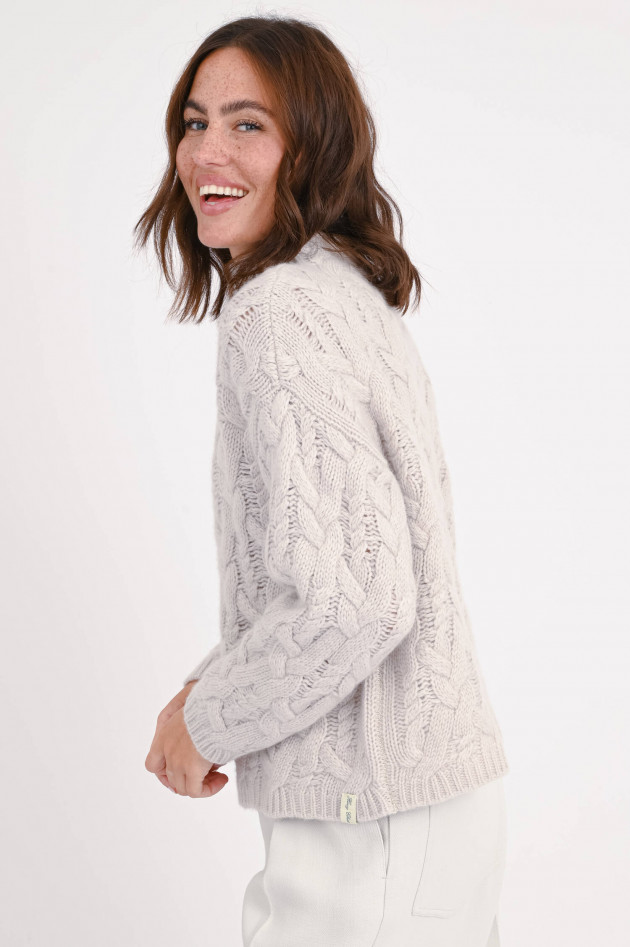 Henry Christ Cashmere Pullover mit Zopfmuster in Natur