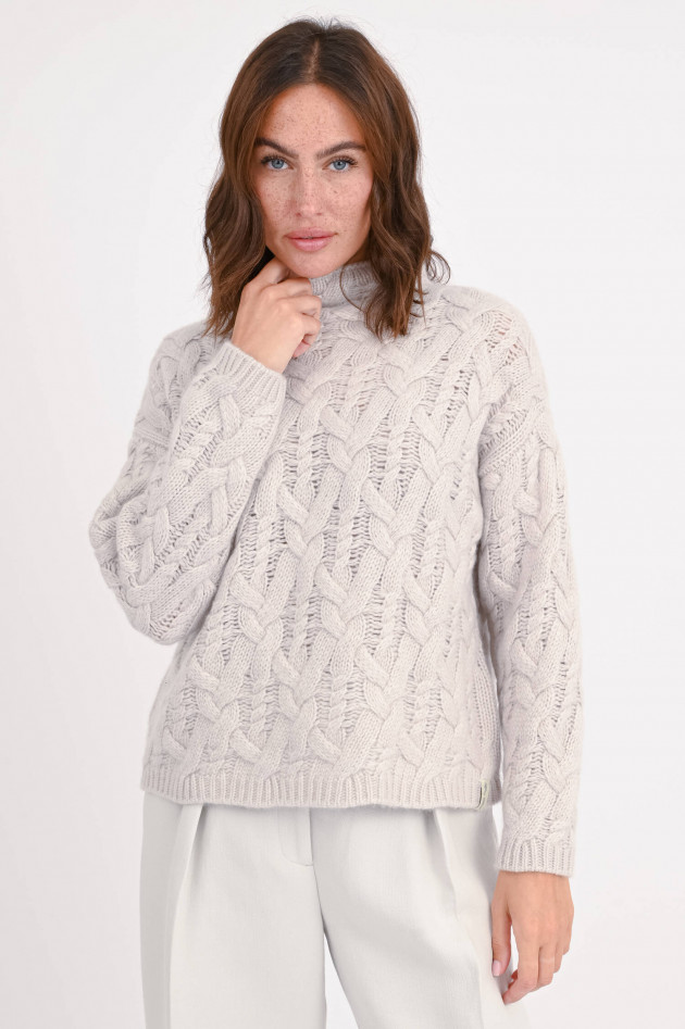 Henry Christ Cashmere Pullover mit Zopfmuster in Natur