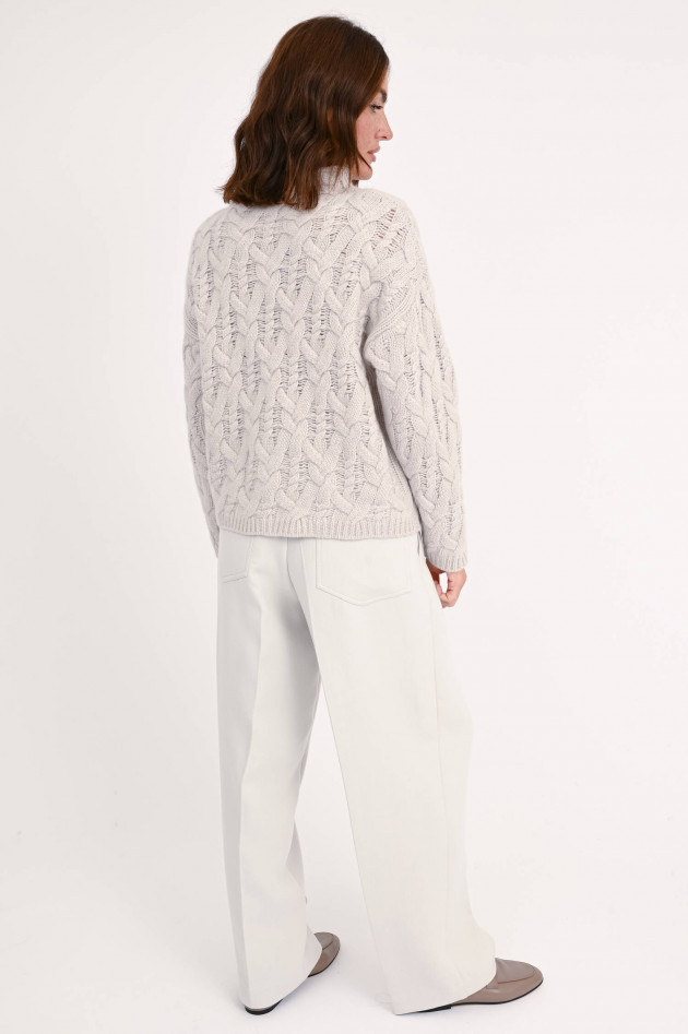 Henry Christ Cashmere Pullover mit Zopfmuster in Natur