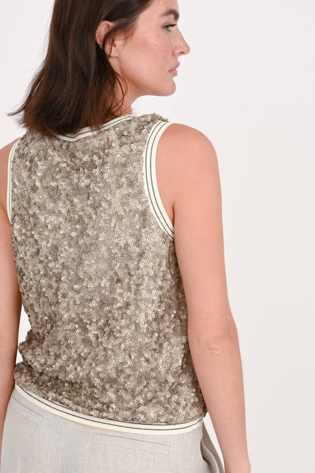 Herno Top mit Pailletten in Taupe