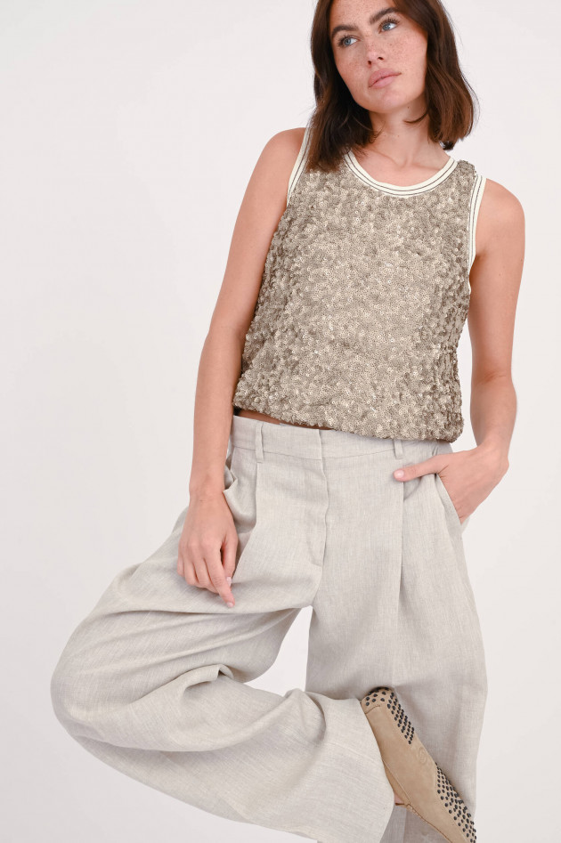 Herno Top mit Pailletten in Taupe