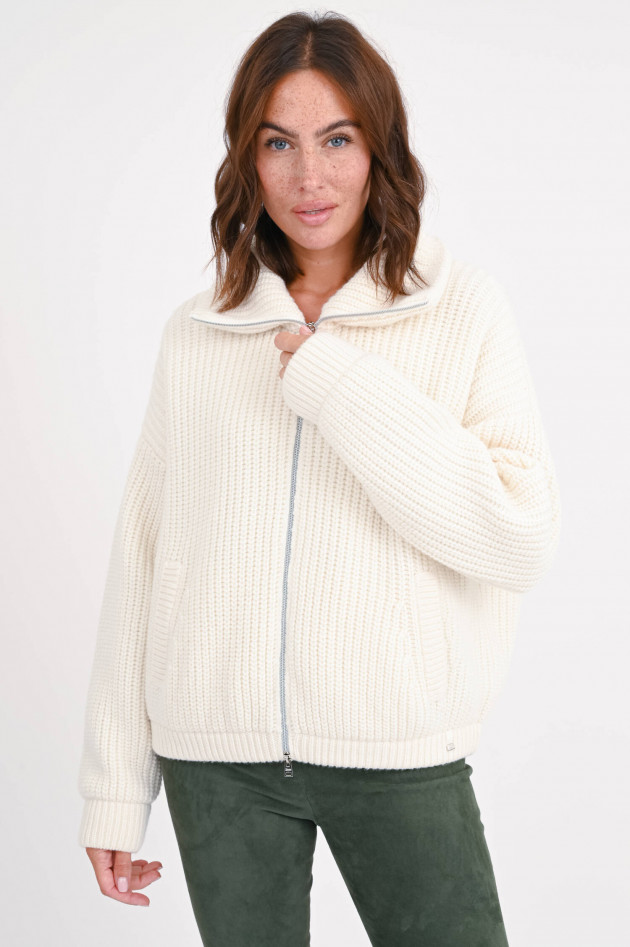 Herno Hybrid-Strickjacke in Creme