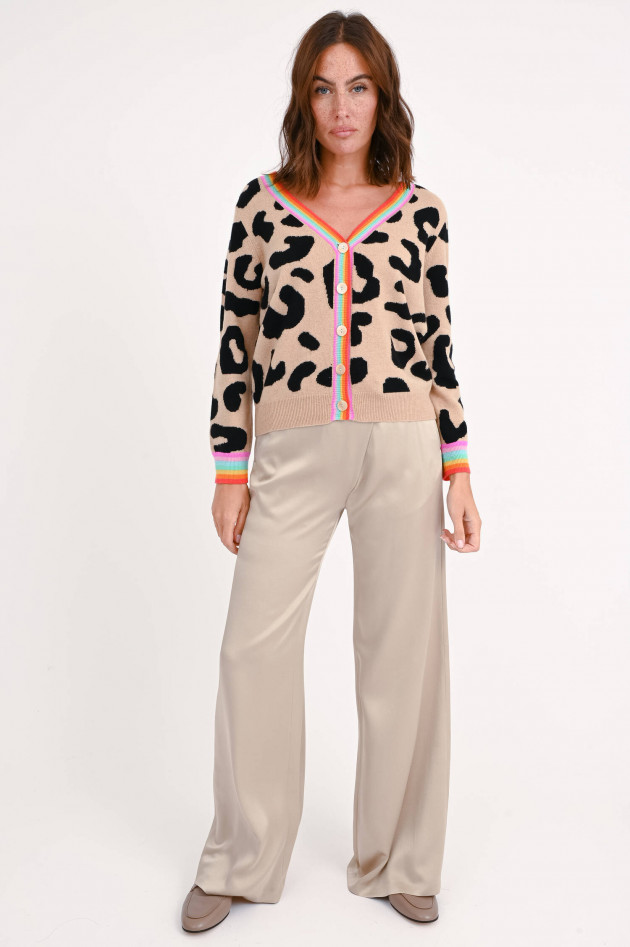 Jumper 1234 Leo-Strickweste in Beige/Schwarz/Multicolor