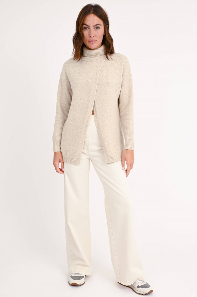 Max Mara Leisure Pullover mit Schlitz in Beige-Melange