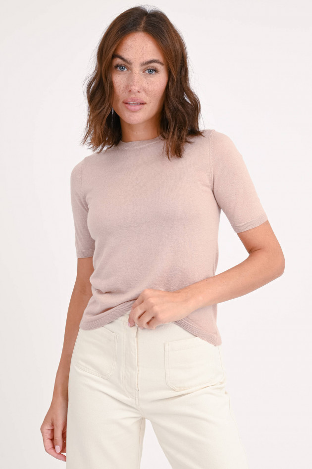 Max Mara Kurzarm-Pullover in Puder