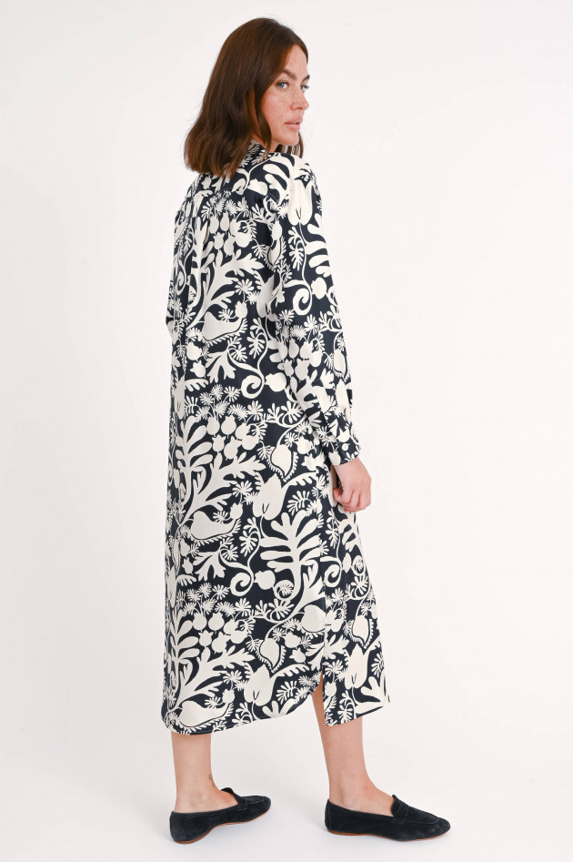 Max Mara Weekend Seidenkleid in Navy/Creme gemustert