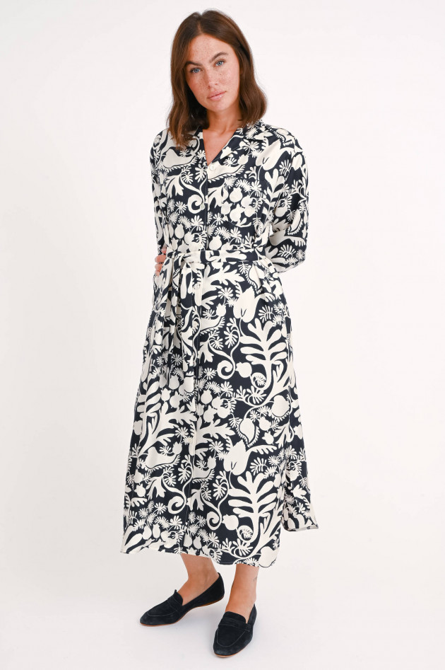 Max Mara Weekend Seidenkleid in Navy/Creme gemustert