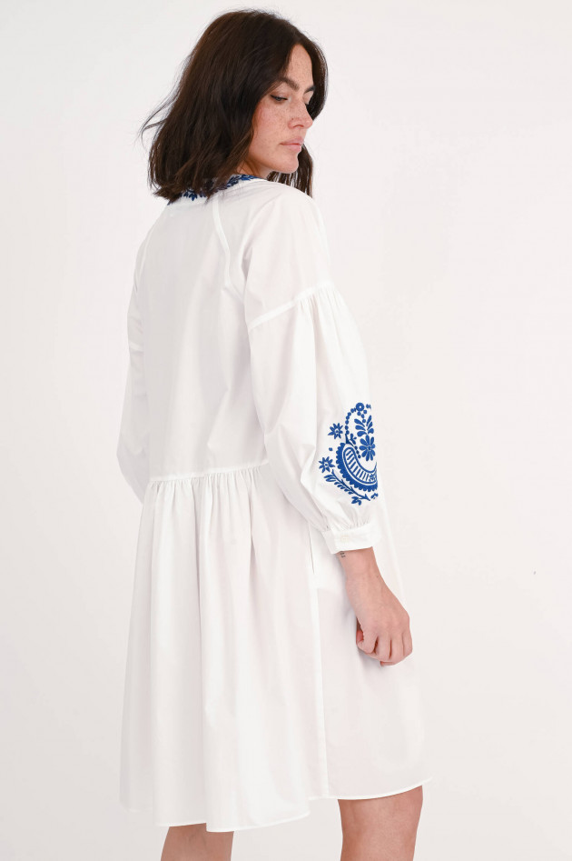 Max Mara Weekend Tunika-Kleid DIRCE mit Stickerei in Blau/Weiß