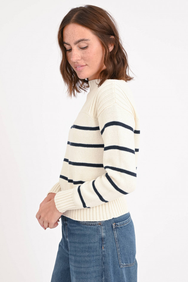 Max Mara Weekend Gestreifter Pullover in Creme/Marine