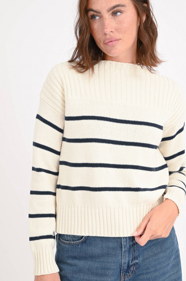 Max Mara Weekend Gestreifter Pullover in Creme/Marine