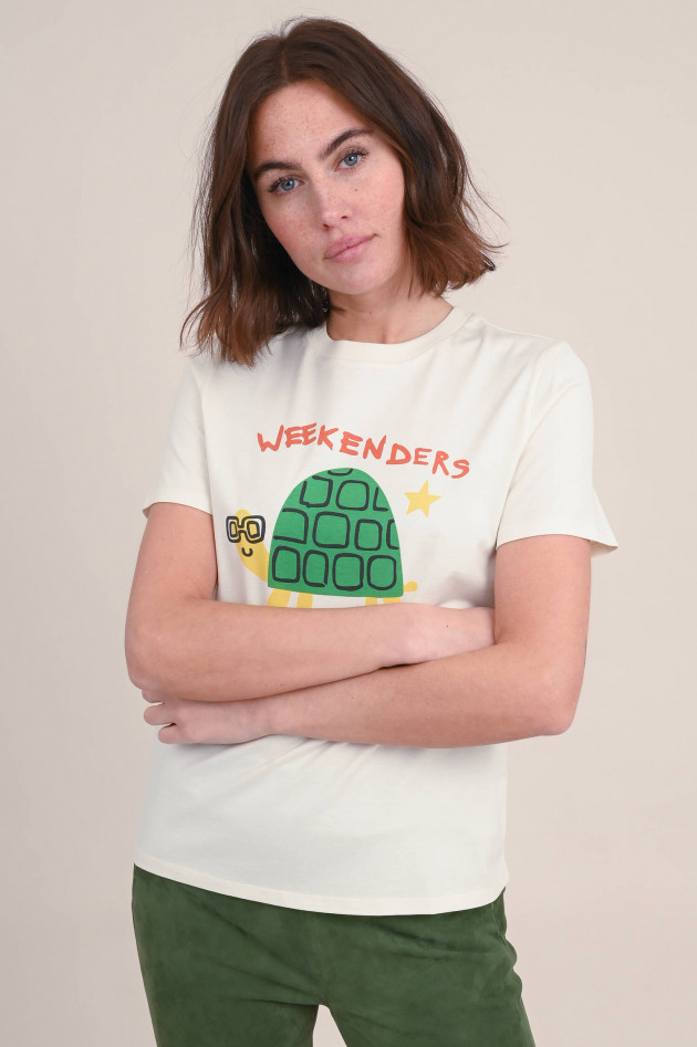 Max Mara Weekend T-Shirt mit Schildkrötenaufdruck in Natur