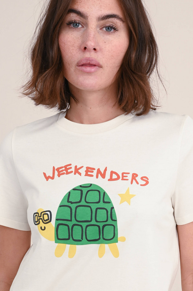 Max Mara Weekend T-Shirt mit Schildkrötenaufdruck in Natur