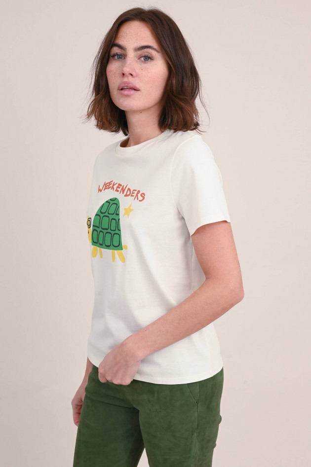 Max Mara Weekend T-Shirt mit Schildkrötenaufdruck in Natur