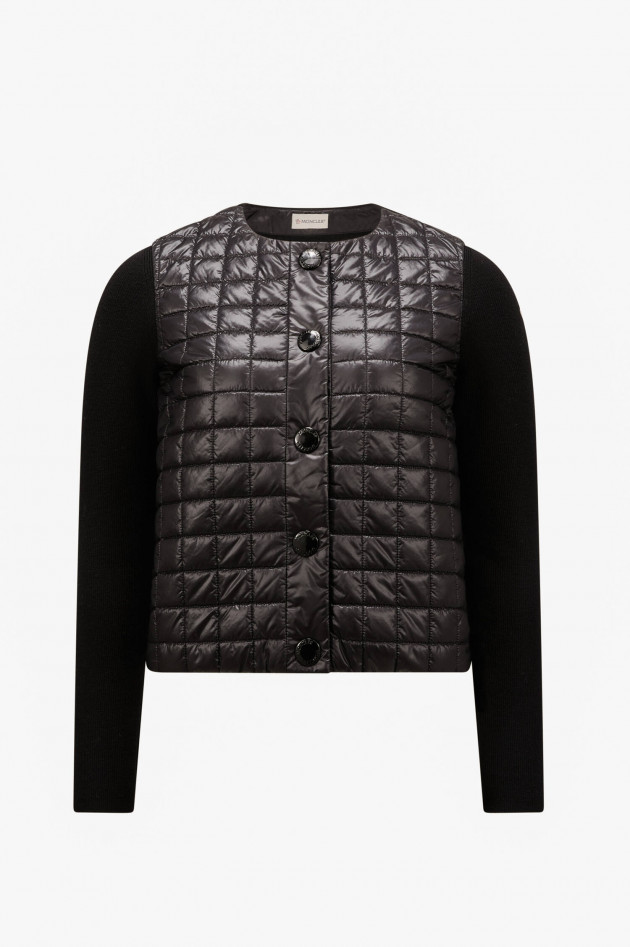 Moncler Hybrid-Strickjacke mit Knopfleiste in Schwarz